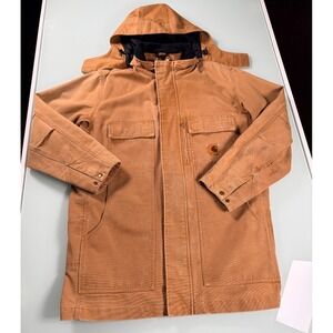 Carhartt Hooded Jacket Brown Duck Canvas style C75BRN Full Double Zip Storm Flap